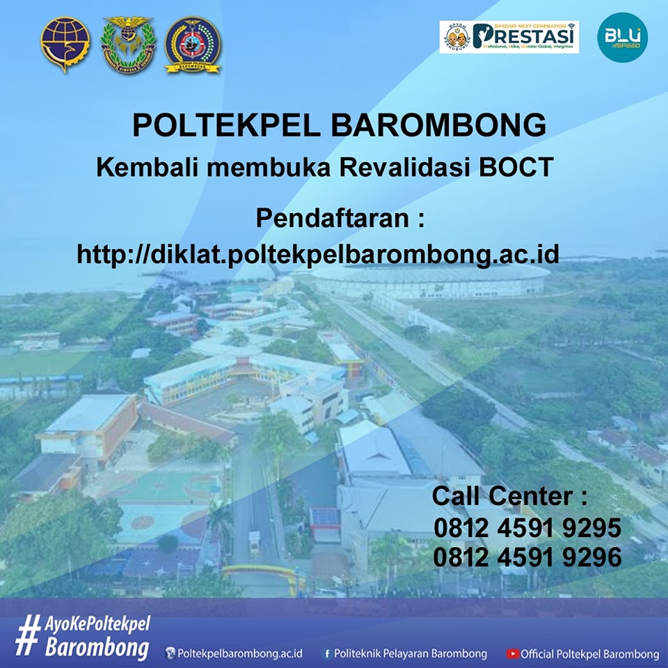 You are currently viewing Politeknik Pelayaran Barombong kembali membuka Revalidasi BOCT, pendaftaran secara online