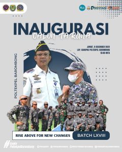 Read more about the article Dalam rangka kegiatan Inagurasi Calon Taruna angkatan 68 kami mengundang 2 (dua) perwakilan Bpk/Ibu Orang tua/Wali Calon Taruna untuk hadir di acara Inagurasi yang akan dilaksanakan, Jumat 9 Desember 2022 pukul 15.00 Wita di Aula Politeknik Pelayaran Barombong