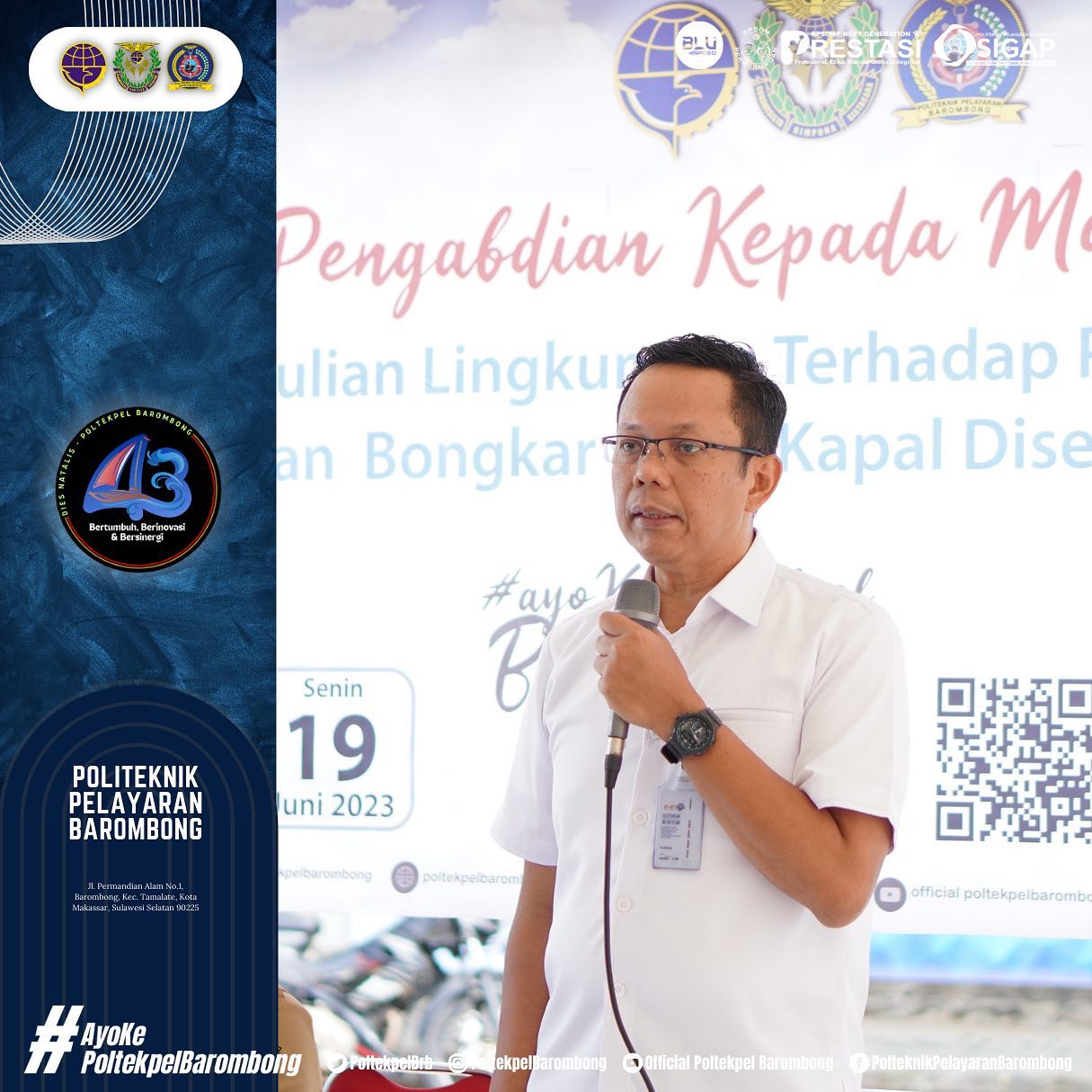 You are currently viewing Poltekpel Barombong menggelar Program Pengabdian Kepada Masyarakat (PKM) dalam rangka peringatan Dies Natalis ke-43 tahun, Kamis(19/06)