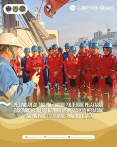 Read more about the article Pelepasan 30 Taruna-taruni Politeknik Pelayaran Barombong dalam rangka memeriahkan Kegiatan Sailing Pass di Provinsi Maluku Utara, Selasa(05/12)