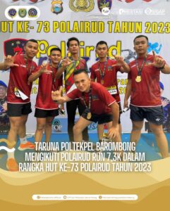 Read more about the article Taruna Poltekpel Barombong ikut memeriahkan acara HUT Polair yang ke 73 tahun. Sebanyak 5 Taruna mengikuti Polair Run 7.3K yang di selenggarakan oleh Ditpolairud Polda Sulsel