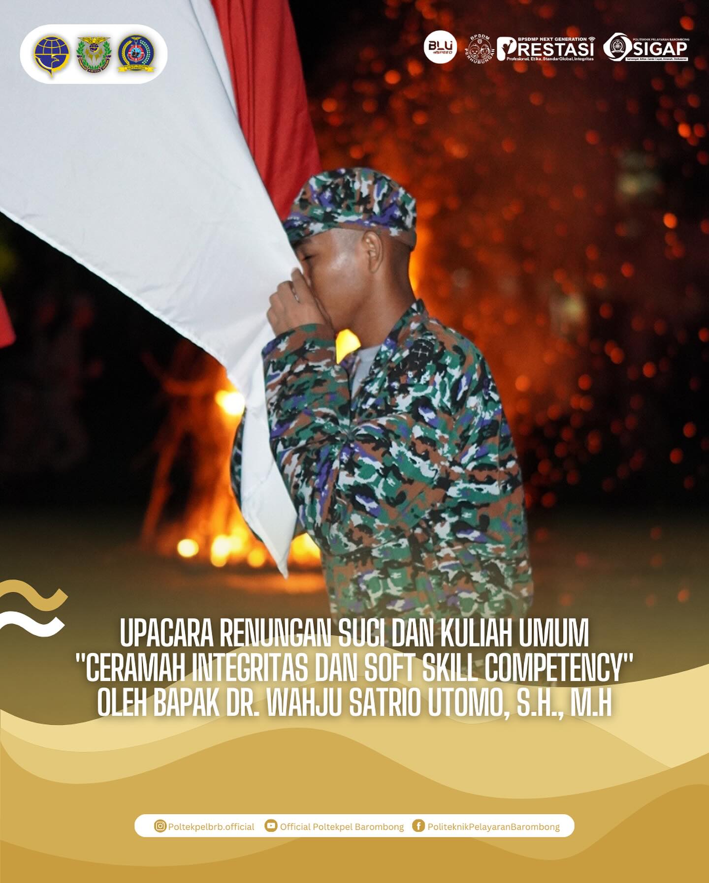 You are currently viewing Untuk meningkatkan kecintaan terhadap NKRI, Poltekpel Barombong laksanakan kegiatan Renungan Suci dan Kuliah Umum kepada Taruna-taruni, Rabu(13/12)