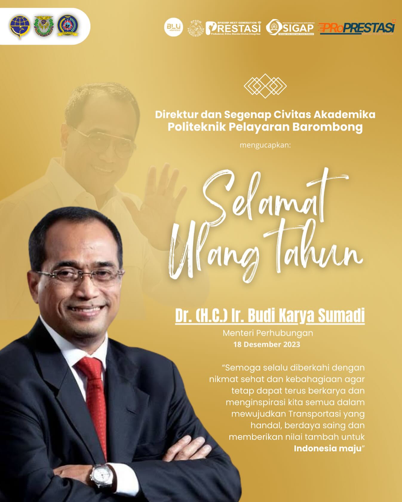 You are currently viewing Selamat Ulang Tahun Bapak Budi Karya Sumadi Menteri Perhubungan Republik Indonesia