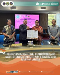 Read more about the article Badan Pengembangan Sumber Daya Manusia Perhubungan dan Universitas Hasanuddin melakukan penandatanganan Memorandum of Understanding (MoU), Selasa(20/02)