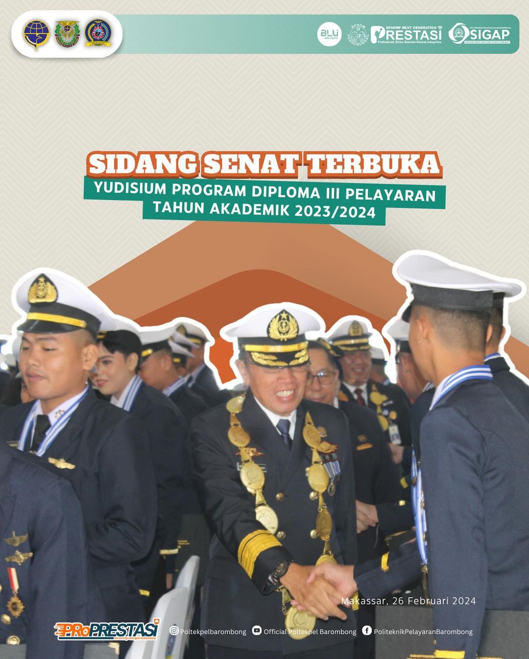 Read more about the article Sidang Senat Terbuka Yudisium Diploma III Pelayaran Politeknik Pelayaran Barombong, Selasa(27/02)
