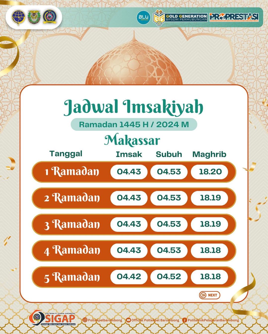 You are currently viewing Informasi Jadwal Imsakiyah Ramadan 1445 H / 2024 M wilayah Makassar dan sekitarnya