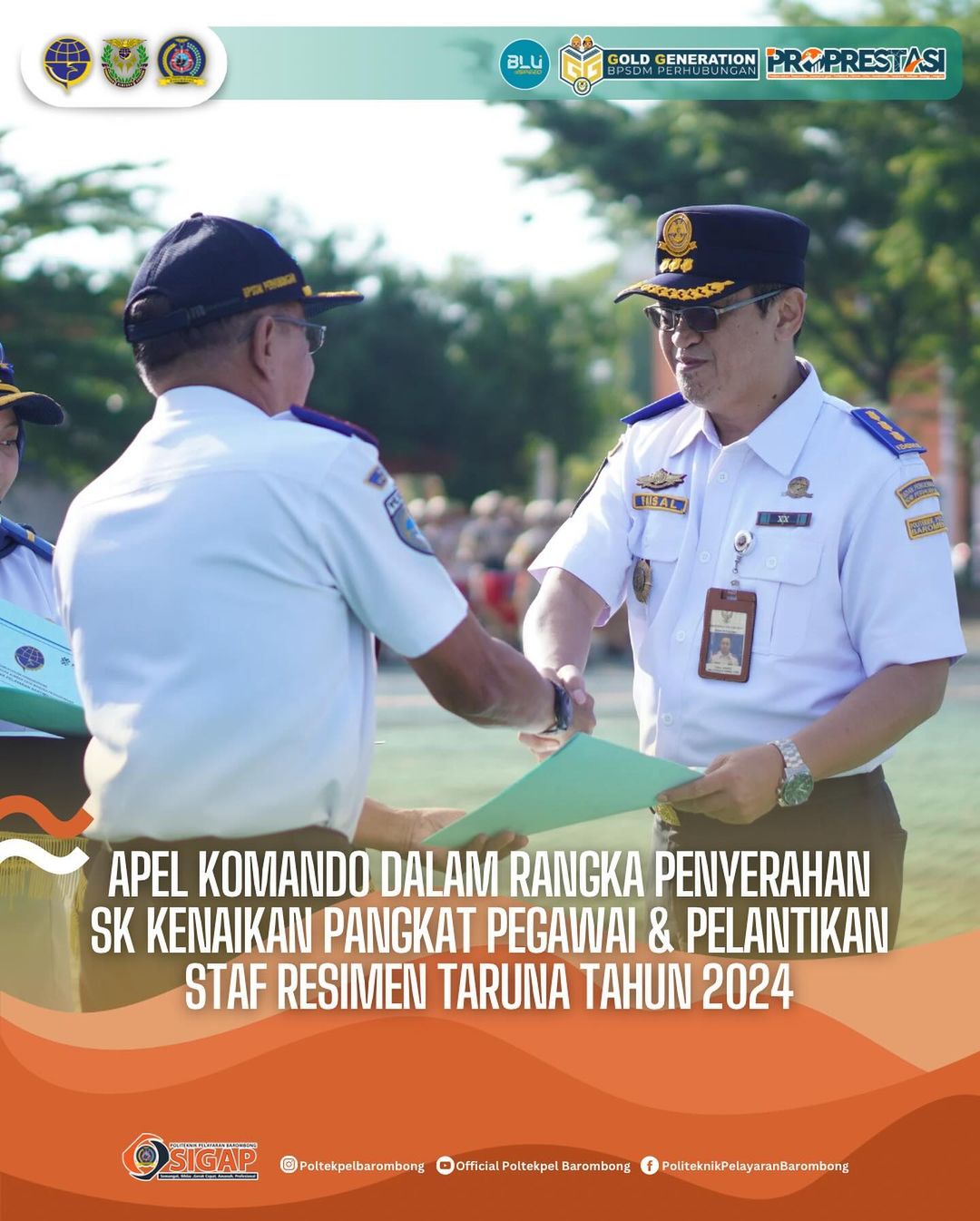 Apel Komando Dalam Rangka Penyerahan SK Kenaikan Pangkat Pegawai & Pelantikan Staff Resimen Taruna Tahun 2024, Selasa(23/04)