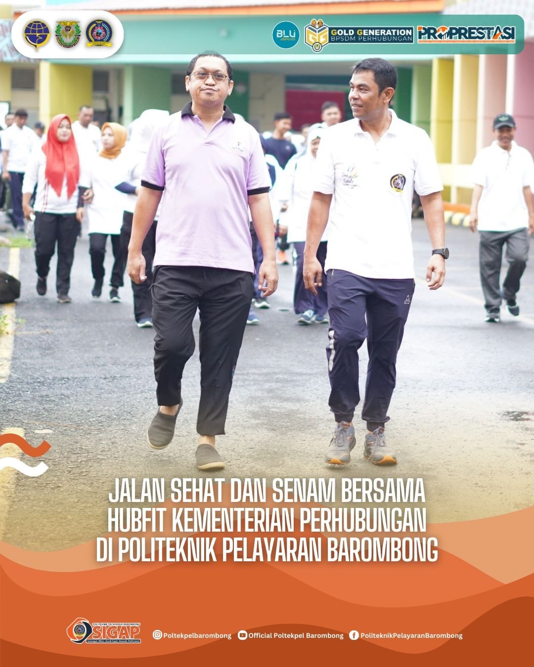 You are currently viewing Jalan Sehat dan Senam Bersama Hubfit Kementerian Perhubungan Di Politeknik Pelayaran Barombong, Jum’at (03/05)