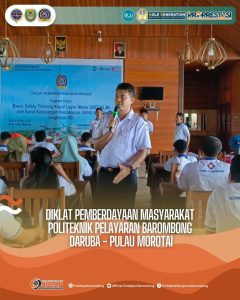 Read more about the article Diklat Pemberdayaan Masyarakat Politeknik Pelayaran Barombong BST KLM& SKK 60 Mil di Daruba Pulau Morotai, Maluku Utara (27/05)