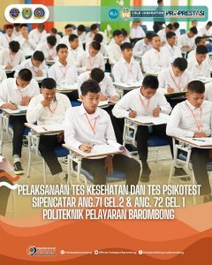 Read more about the article Kegiatan Seleksi Sipencatar Angkatan 71 Gelombang II dan Angkatan 72 Gelombang I di Poltekpel Barombong Tahun 2024. Kegiatan tes hari ini yaitu Tes Kesehatan dan Tes Psikotest loh.