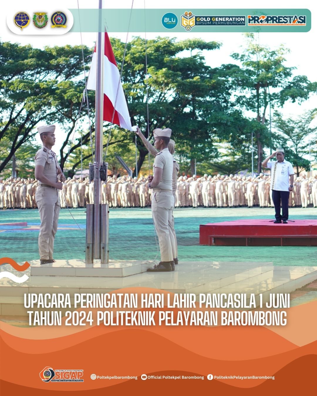 You are currently viewing Upacara Peringatan Hari Lahir Pancasila 1 Juni Tahun 2024 di Politeknik Pelayaran Barombong, Sabtu (01/06)