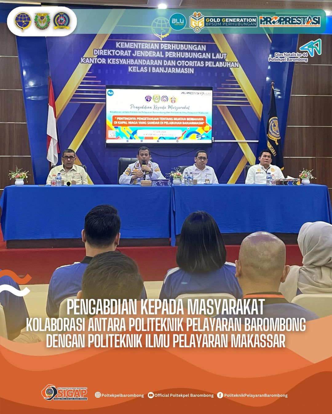 You are currently viewing Poltekpel Barombong Berkolaborasi dengen Politeknik Ilmu Pelayaran Makassar selenggarakan Pengabdian Kepada Masyarakat, Selasa(11/06)