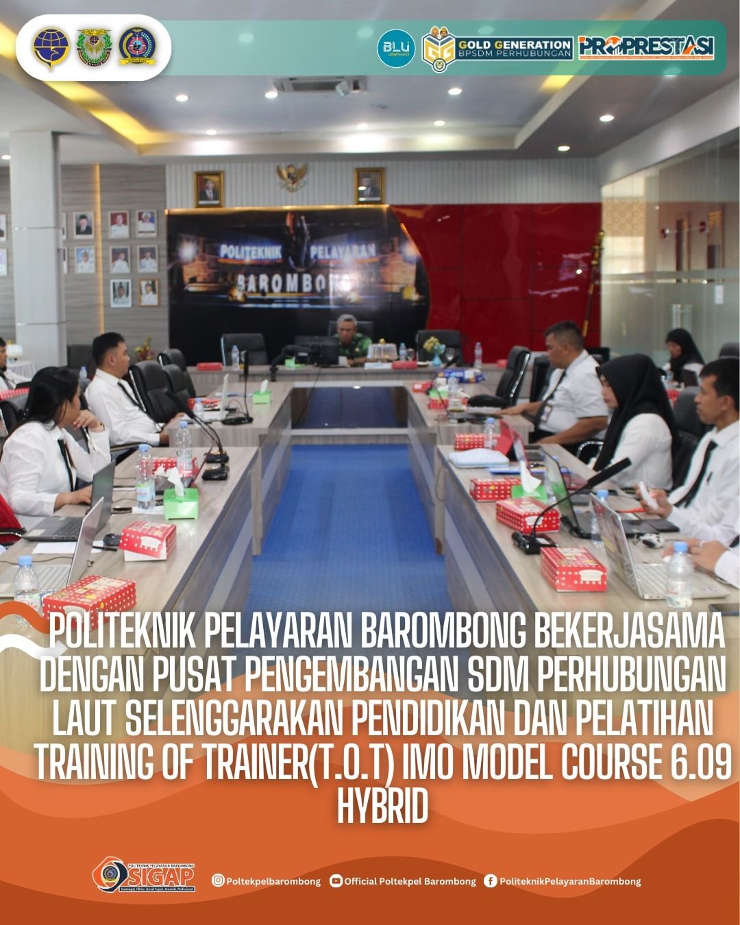 You are currently viewing Politeknik Pelayaran Barombong Bekerjasama dengan Pusat Pengembangan SDM Perhubungan Laut selenggarakan Pendidikan dan Pelatihan Training of Trainer(T.O.T) Imo Model Course 6.09 Hybrid, Selasa(25/06)