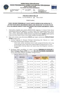 Read more about the article Pengumuman Hasil Seleksi Penerimaan Calon Taruna Angkatan 71 Gelombang II dan Angkatan 72 Gelombang I Politeknik Pelayaran Barombong