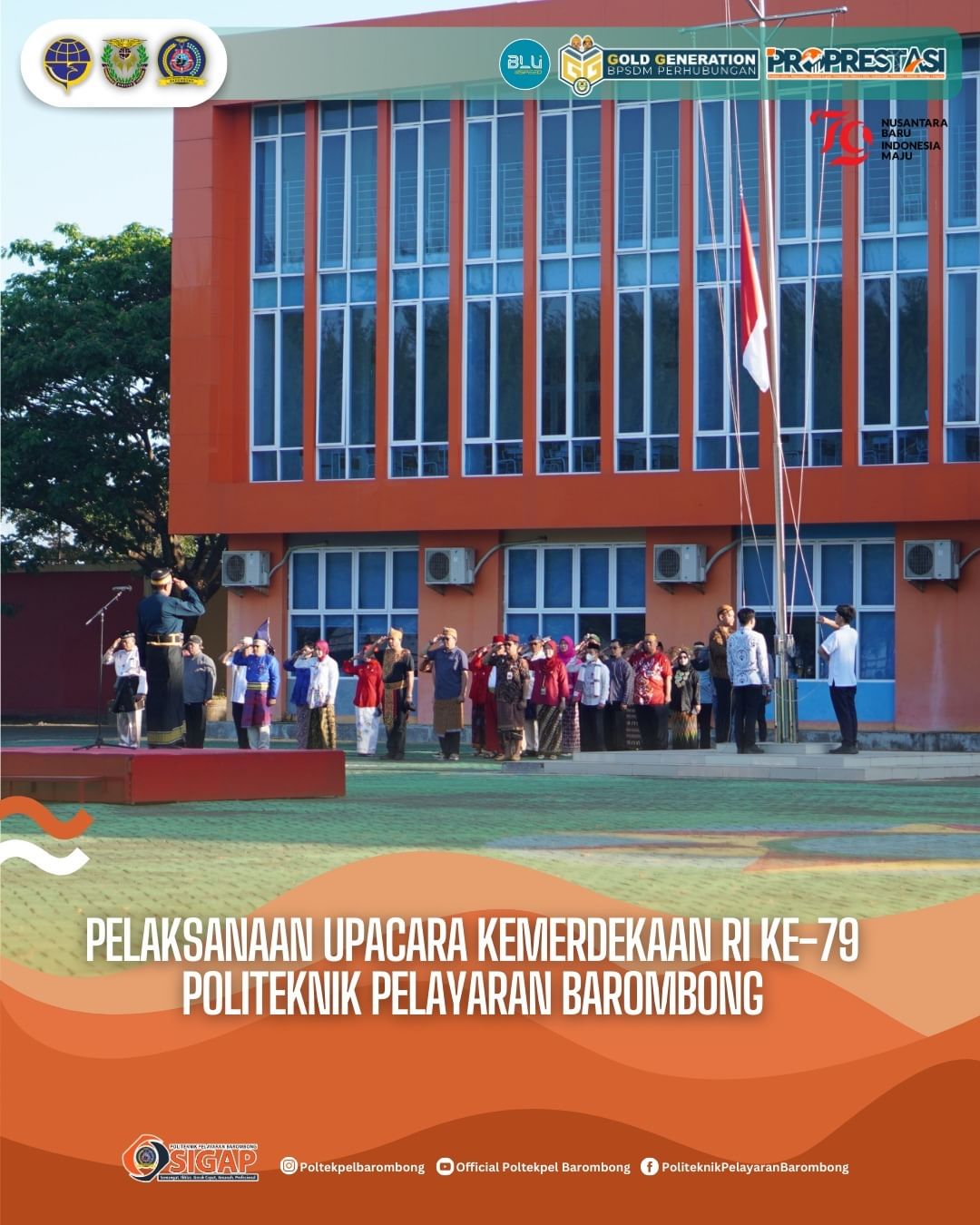 You are currently viewing Pelaksanaan upacara memperingati Hari Kemerdekaan Republik Indonesia ke-79 Tahun Politeknik Pelayaran Barombong. Sabtu (17/08)