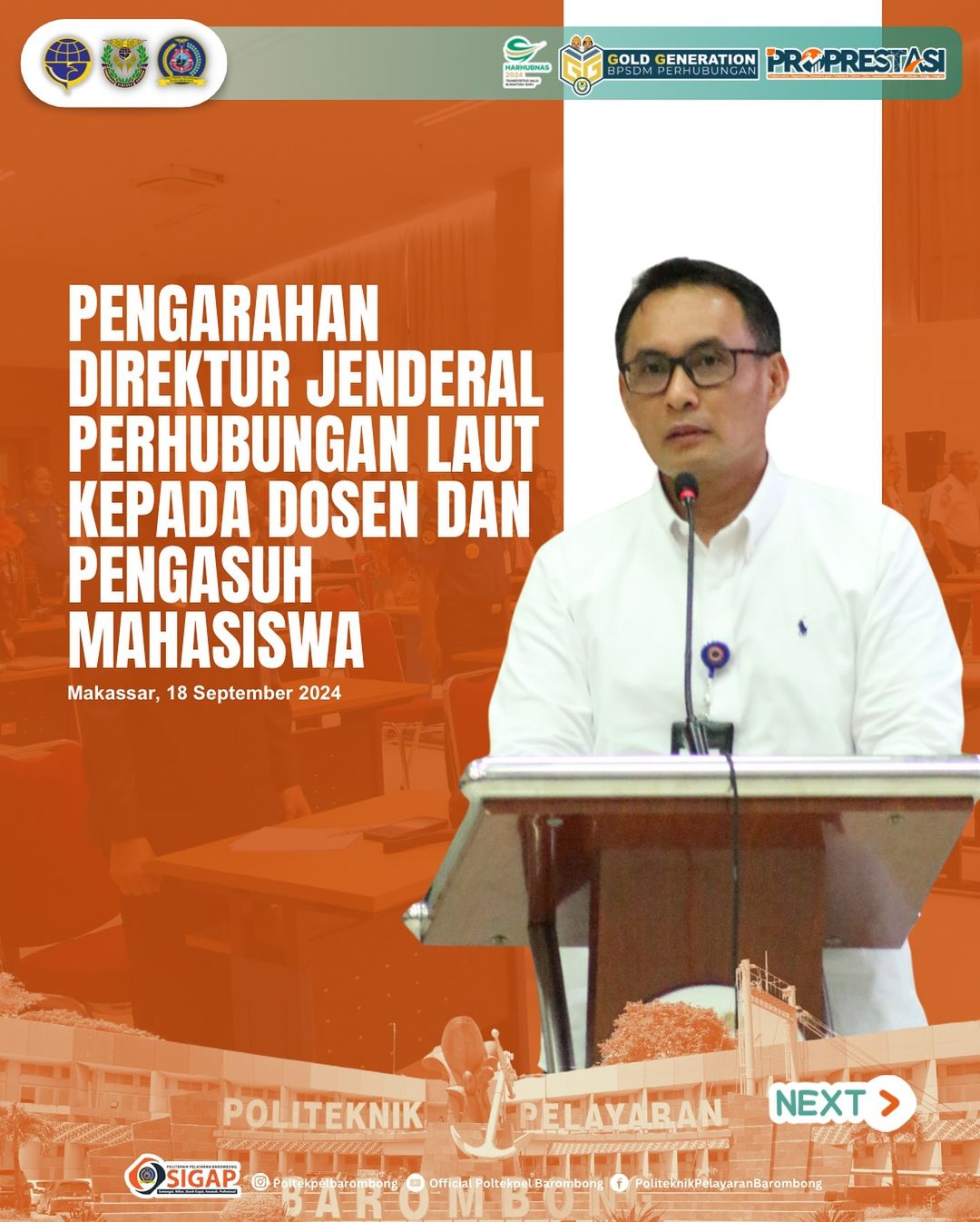 You are currently viewing Pengarahan Direktur Jenderal Perhubungan Laut Kepada Dosen dan Pengasuh Mahasiswa, Rabu (18/9)