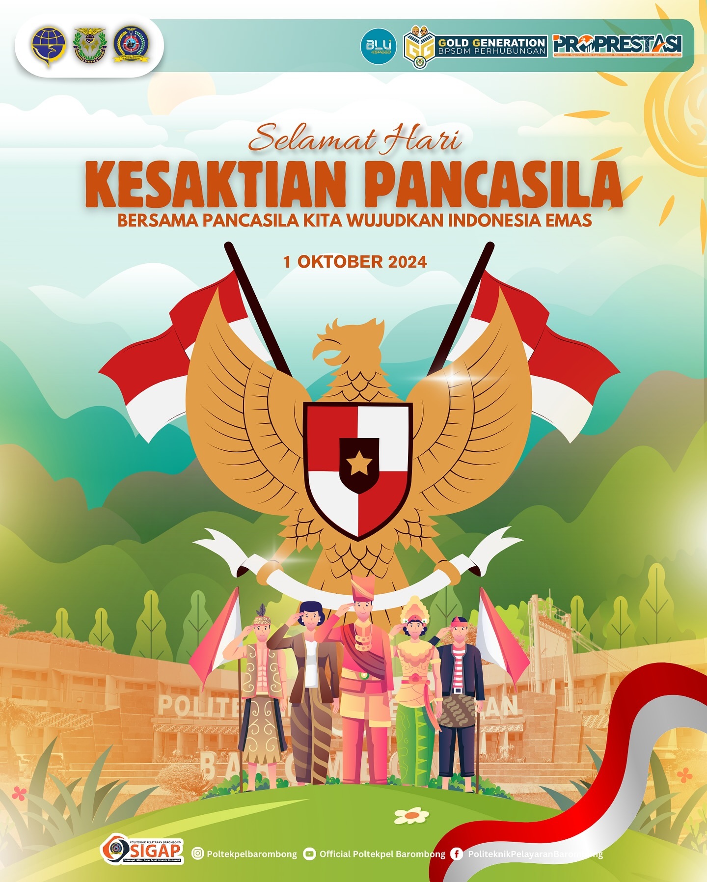 You are currently viewing Direktur dan Segenap Civitas Akademika Politeknik Pelayaran Barombong mengucapkan Selamat Hari Kesaktian Pancasila 1 Oktober 2024