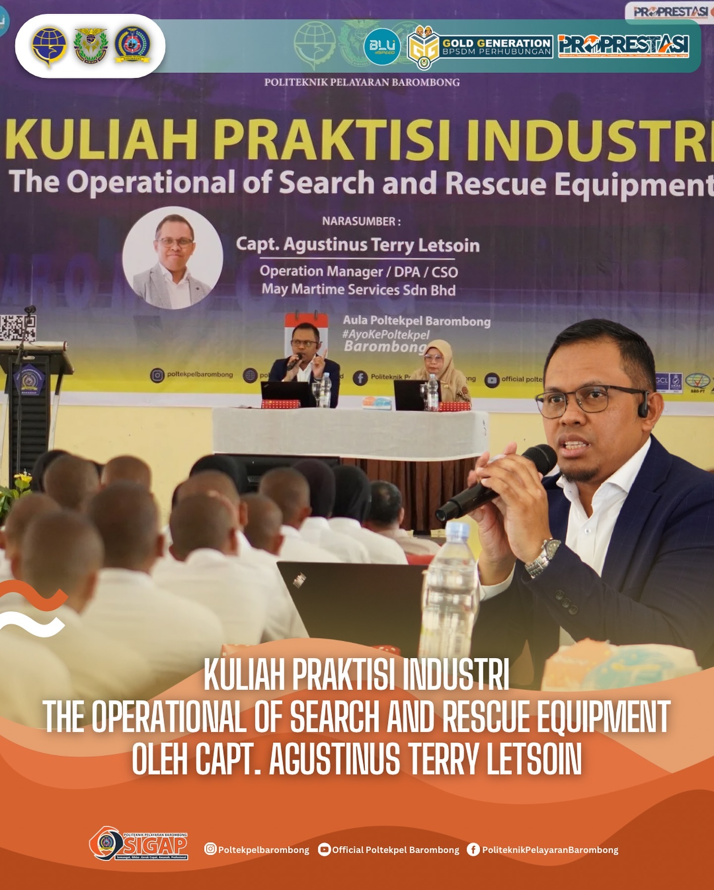 You are currently viewing Untuk Meningkatkan Pengetahuan di Dunia Maritim, Poltekpel Barombong berikan kuliah Praktisi Industri Kepada Taruna/Mahasiswa, Sabtu(12/10)