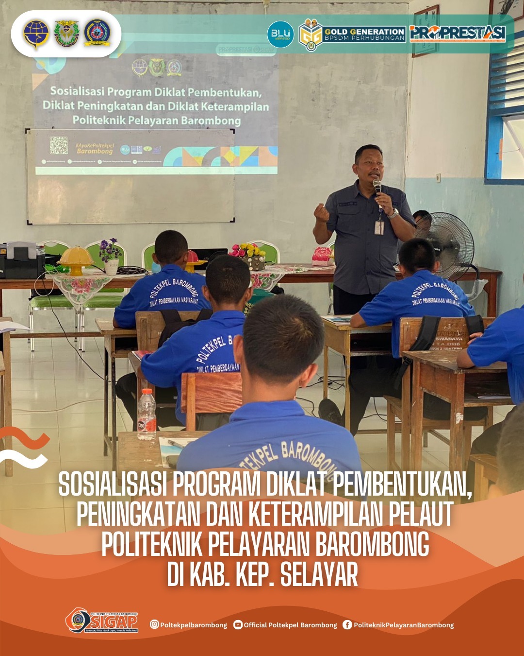 Read more about the article Sosialisasi Program Diklat Pembentukan, Peningkatan dan Keterampilan Pelaut Politeknik Pelayaran Barombong Di Kabupaten Kepulauan Selayar, Senin (21/10)