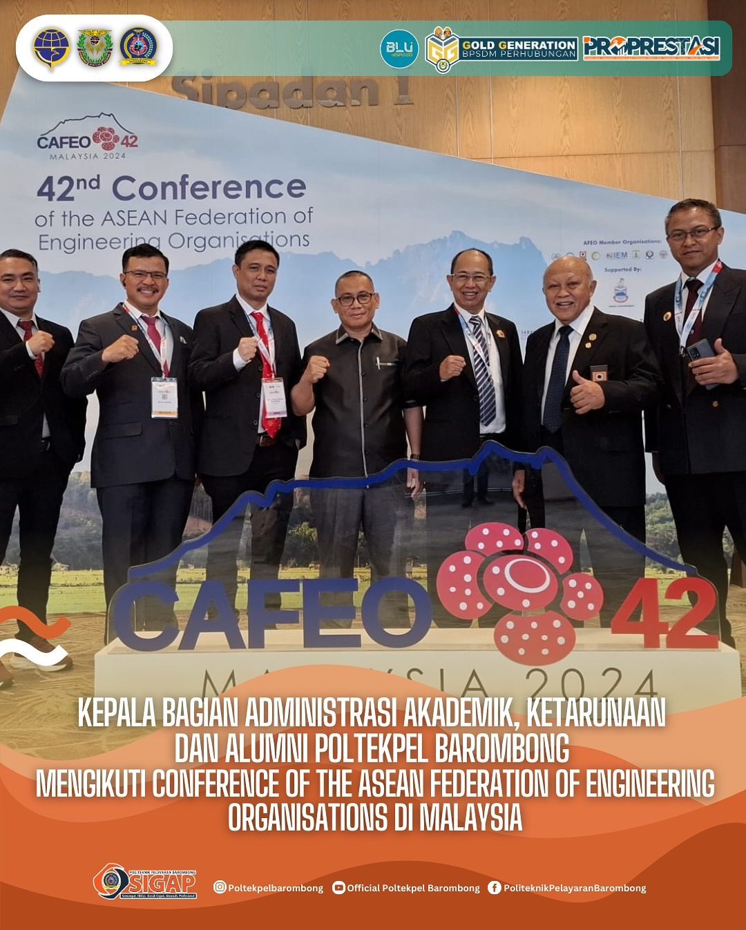 Read more about the article Kepala Bagian Adminstristrasi Akademik dan Ketarunaan Poltekpel Barombong mengikuti kegiatan 42nd Conference of the ASEAN Federation of Engineering Organisations di Malaysia, Kamis(24/10)