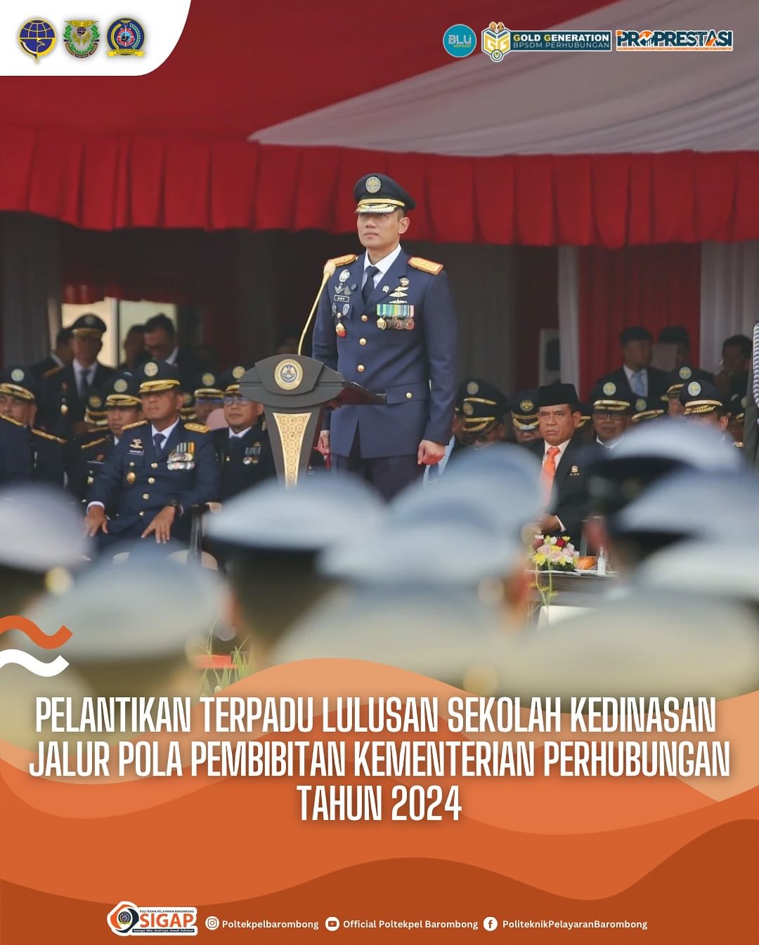 Read more about the article Pelantikan Terpadu Lulusan Sekolah Kedinasan Jalur Pola Pembibitan Kementerian Perhubungan Tahun 2024, Kamis(14/09)