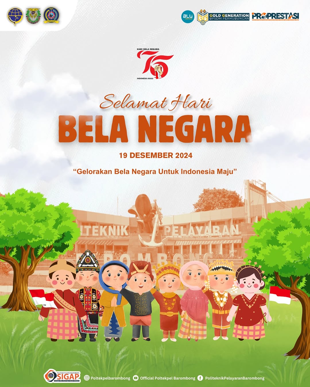 Read more about the article Direktur dan segenap civitas akademika Politeknik Pelayaran Barombong mengucapkan Selamat Hari Bela Negara, 19 Desember 2024