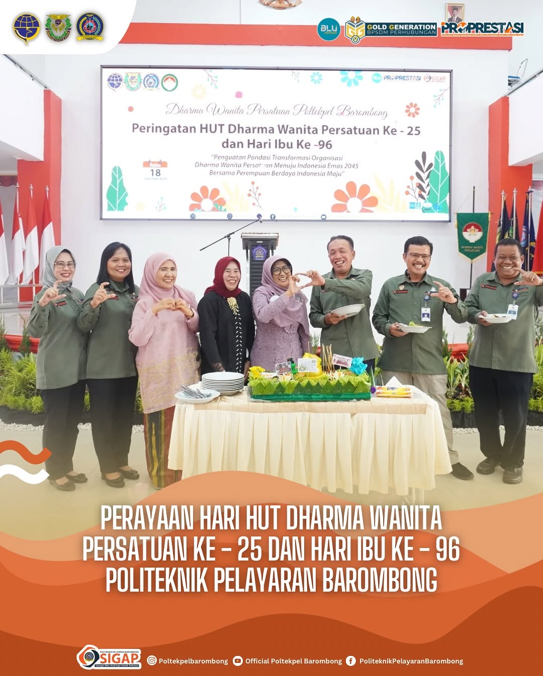 Read more about the article Peringatan HUT Dharma Wanita Persatuan ke-25 dirangkaikan dengan Hari Ibu ke-96, DWP Poltekpel Barombong bersama Pegawai Poltekpel Barombong, Rabu(18/12)