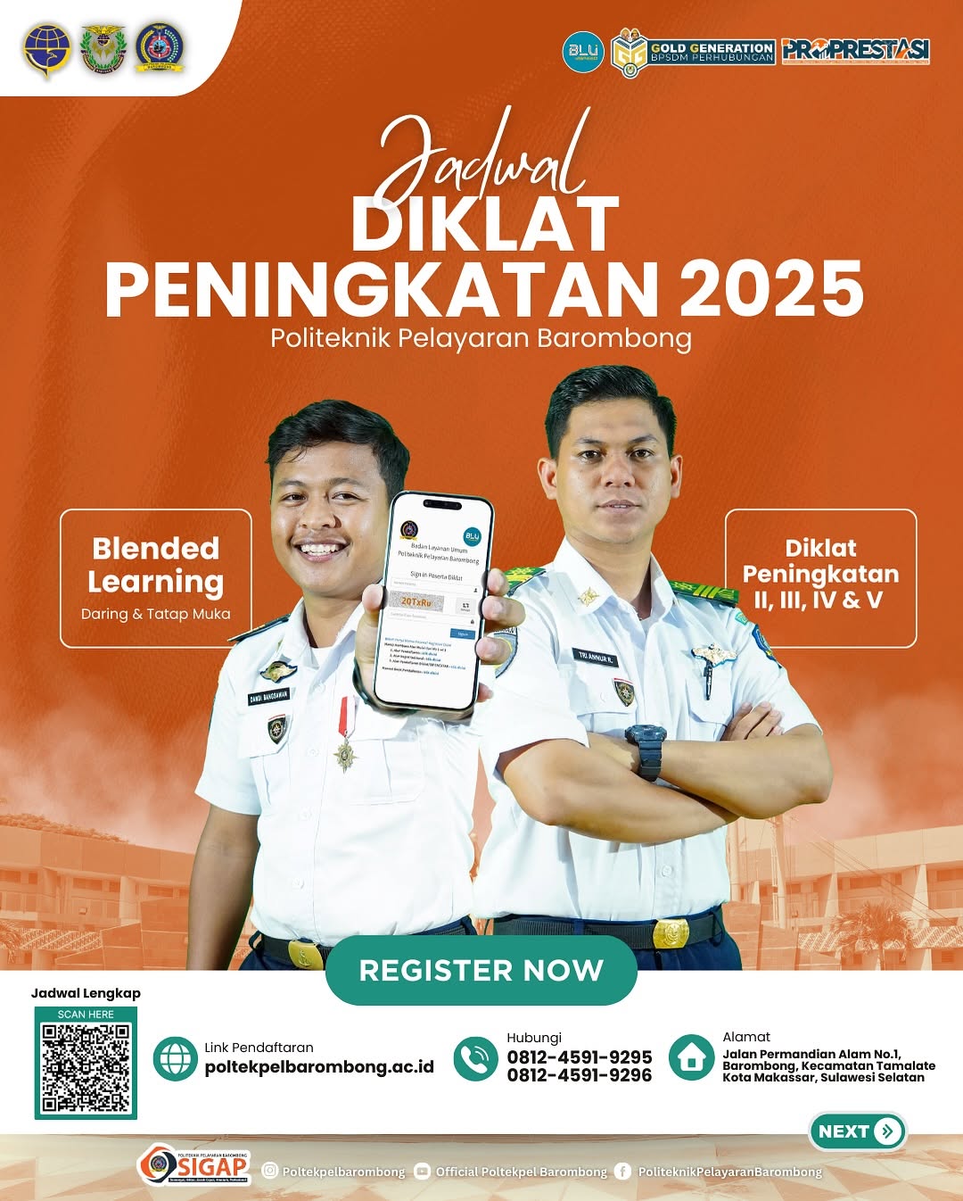 You are currently viewing Politeknik Pelayaran Barombong membuka pendaftaran Diklat Peningkatan tingkat II, III, IV, & V tahun 2025 (Jadwal Diklat Peningkatan 2025)