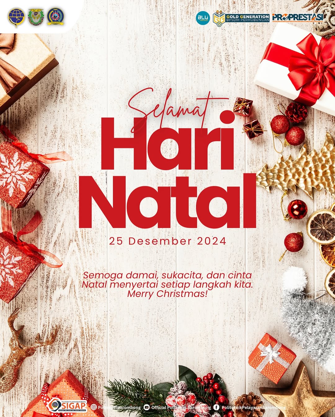 Read more about the article Direktur dan Segenap Civitas Akademika Politeknik Pelayaran Barombong mengucapkan Selamat Hari Natal 25 Desember 2024