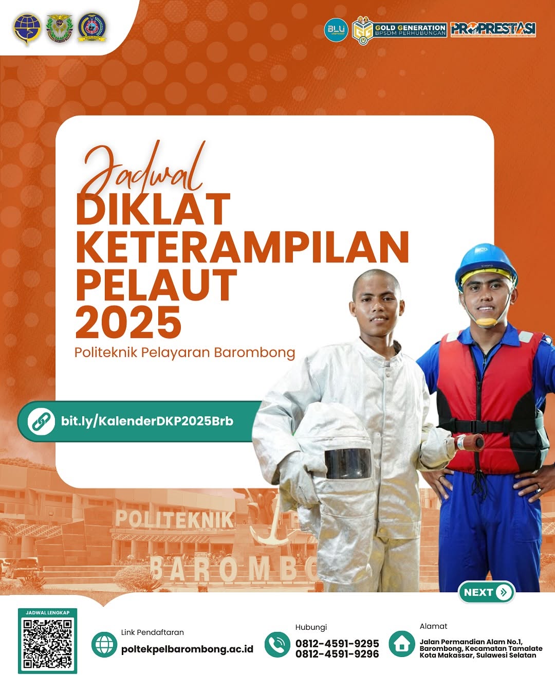 Read more about the article Jadwal Diklat Keterampilan Pelaut Politeknik Pelayaran Barombong 2025 telah terbit! Persiapkan diri untuk mengikuti pelatihan. Segera daftarkan diri Anda dan jadilah bagian dari generasi pelaut unggul!