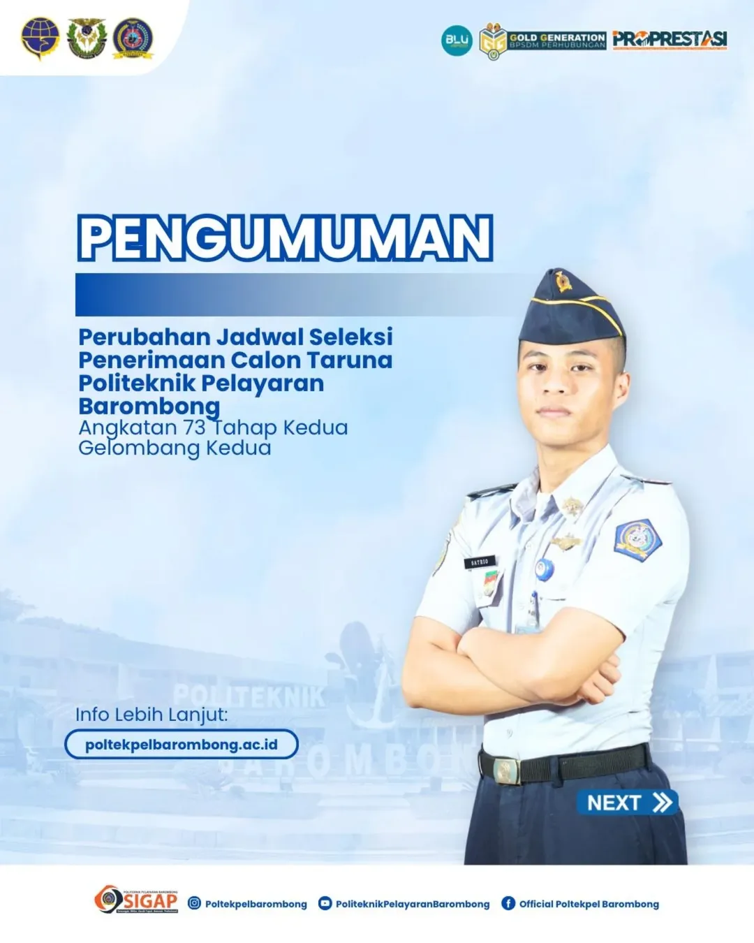 You are currently viewing PENGUMUMAN Perubahan Jadwal Seleksi Penerimaan Calon Taruna Politeknik Pelayaran Barombong Angkatan 73 Tahap Kedua Gelombang Kedua