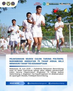 Read more about the article Barombong, 16 Juni 2025 — Tes kesamaptaan bertujuan untuk mengukur kemampuan fisik para calon taruna agar siap menghadapi pendidikan kepelautan yang penuh tantangan. Adapun tes meliputi: Lari, Push-up, Sit-up dan Shuttle Run.