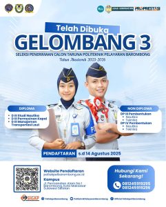 Read more about the article GELOMBANG 3 TELAH DIBUKA! Ayo bergabung menjadi Taruna Politeknik Pelayaran Barombong Tahun Akademik 2025–2026!