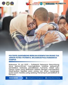 Read more about the article Makassar, 19 Juli 2025 – Politeknik Pelayaran Barombong terus berkomitmen meningkatkan kualitas pelayanan pendidikan berbasis pendekatan humanis. Salah satu upaya nyata yang dilakukan adalah dengan memberikan kesempatan kepada para orang tua untuk menjenguk putra-putri mereka yang sedang menempuh pendidikan di kampus.