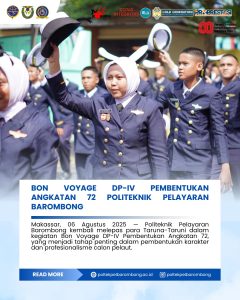 Read more about the article Makassar, 06 Agustus 2025 – Kegiatan pelepasan yang dilaksanakan di Aula Politeknik Pelayaran Barombong ini berlangsung penuh khidmat dan dihadiri oleh jajaran Manajemen, Dosen, serta seluruh sivitas akademika.