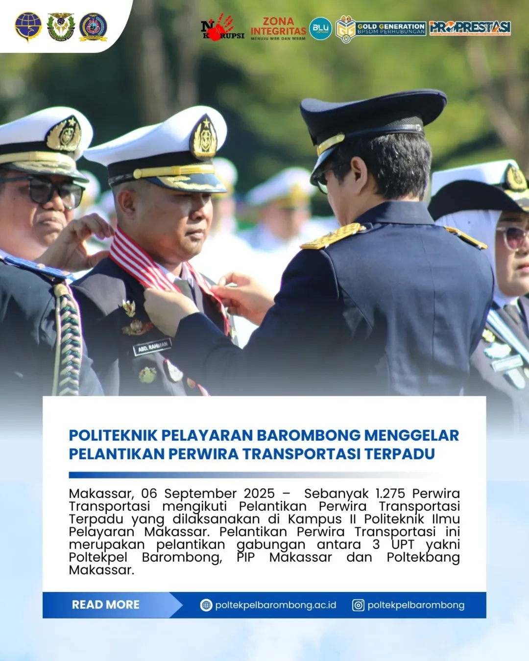 You are currently viewing Politeknik Pelayaran Barombong menggelar Pelantikan Perwira Transportasi Terpadu, Sabtu (06/09)