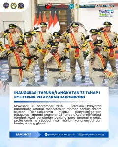 Read more about the article Makassar, 18 September 2025 – Kegiatan ini sebagai bentuk pencapaian para Taruna/I yang telah melewati masa Madatukar (Masa Dasar Pembentukan Karakter) selama 3 Bulan di Kampus Politeknik Pelayaran Barombong. Sebanyak 145 Taruna/i mengikuti kegiatan tersebut dengan penuh rasa bahagia dan haru karena dihadiri pula oleh orang tua atau kerabat dekat.
