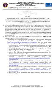 Read more about the article Pengumuman Daftar Ulang Bagi Peserta Seleksi Penerimaan Calon Taruna (SIPENCATAR) Yang Dinyatakan Lulus Pada Program Diploma III (D-III) Jalur Pola Pembibitan (POLBIT) di Politeknik Pelayaran Barombong Tahun Akademik 2025/2026