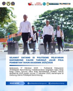 Read more about the article Makassar, 17 Oktober 2025 — Politeknik Pelayaran (Poltekpel) Barombong melaksanakan kegiatan Satu Atap bagi Calon Taruna Jalur Pola Pembibitan (Polbit) Tahun Akademik 2025 pada Jumat, 17 Oktober 2025, bertempat di Gedung Giena Poltekpel Barombong mulai pukul 09.00 WITA.