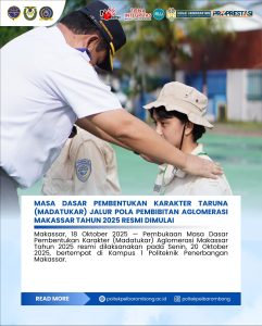 Pembukaan Masa Dasar Pembentukan Karakter (Madatukar) Aglomerasi Makassar Tahun 2025 resmi dilaksanakan pada Senin, 20 Oktober 2025, bertempat di Kampus 1 Politeknik Penerbangan Makassar.