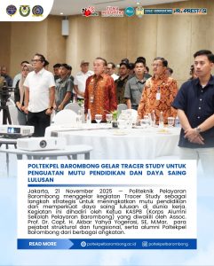 Read more about the article Jakarta, 21 November 2025 — Politeknik Pelayaran Barombong menggelar kegiatan Tracer Study sebagai langkah strategis untuk meningkatkan mutu pendidikan dan memperkuat daya saing lulusan di dunia kerja.