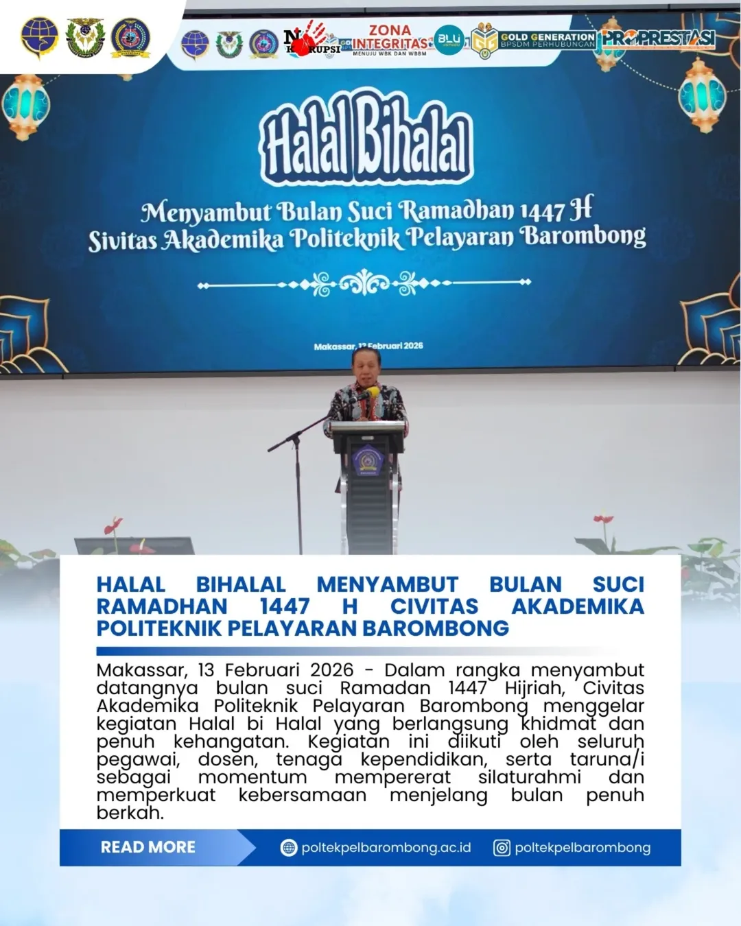 Read more about the article Halal Bihalal Menyambut Bulan Suci Ramadhan 1447 H Civitas Akademika Politeknik Pelayaran Barombong
