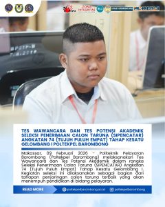 Read more about the article Tes Wawancara dan Tes Potensi Akademik dalam rangka SIPENCATAR Angkatan 74 Tahap Kesatu Gelombang I Politeknik Pelayaran Barombong