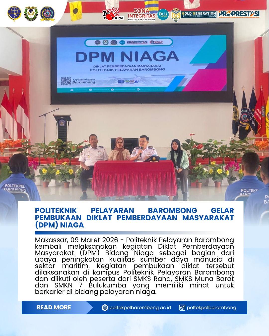 Read more about the article Makassar, 09 Maret 2026 – Kegiatan pembukaan diklat tersebut dihadiri oleh jajaran manajemen, instruktur, serta para peserta pelatihan yang berasal dari SMKS Raha, SMKS Muna Barat dan SMKN 7 Bulukumba