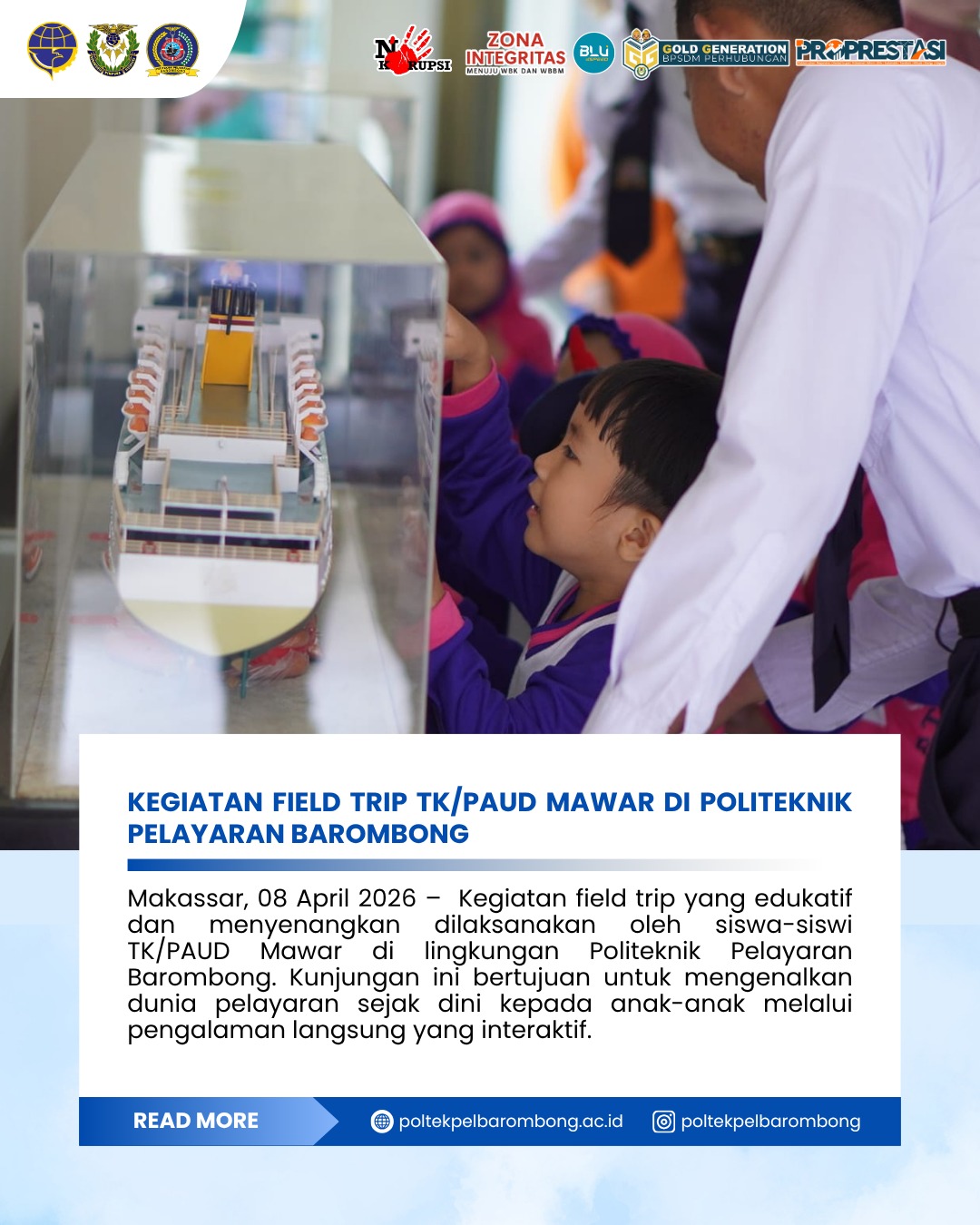 Read more about the article Kegiatan Kunjungan Field Trip TK/Paud Mawar di Politeknik Pelayaran Barombong