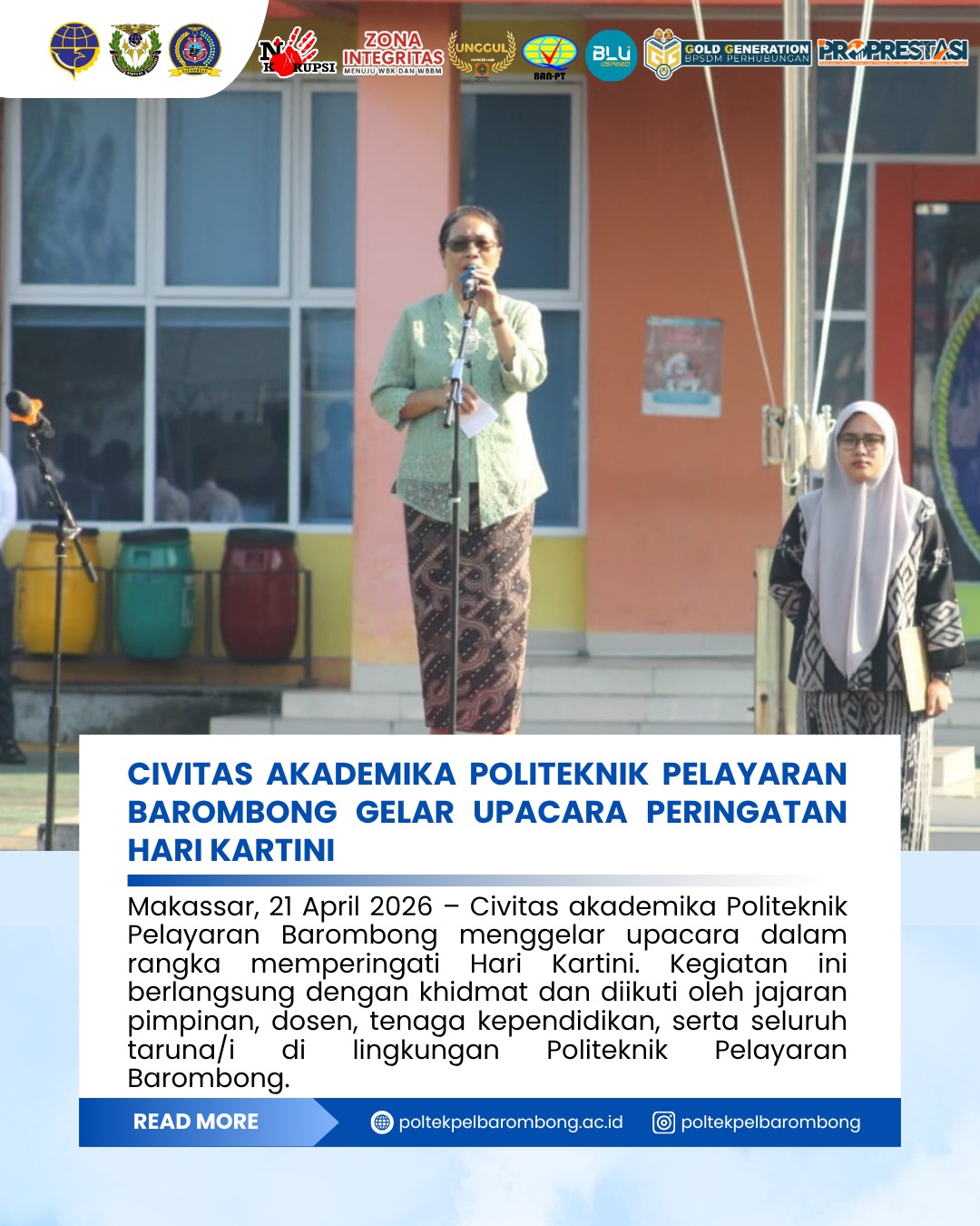 Read more about the article Civitas Akademika Politeknik Pelayaran Barombong menggelar upacara dalam rangka memperingati Hari Kartini