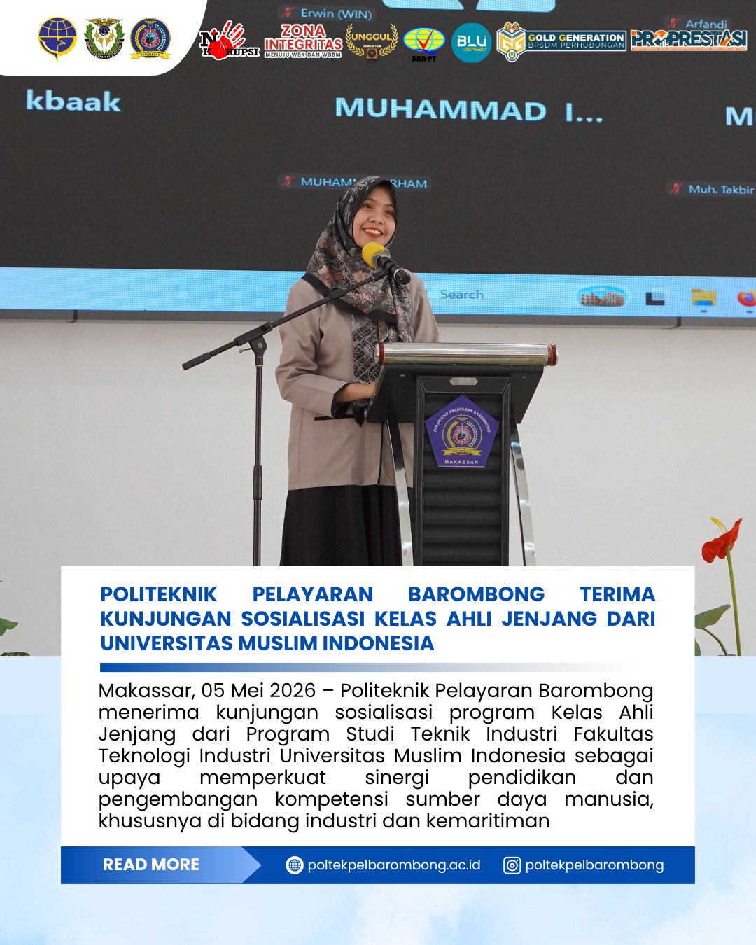 You are currently viewing Politeknik Pelayaran Barombong menerima kunjungan Sosialisasi Kelas Ahli Jenjang dari Universitas Muslim Indonesia