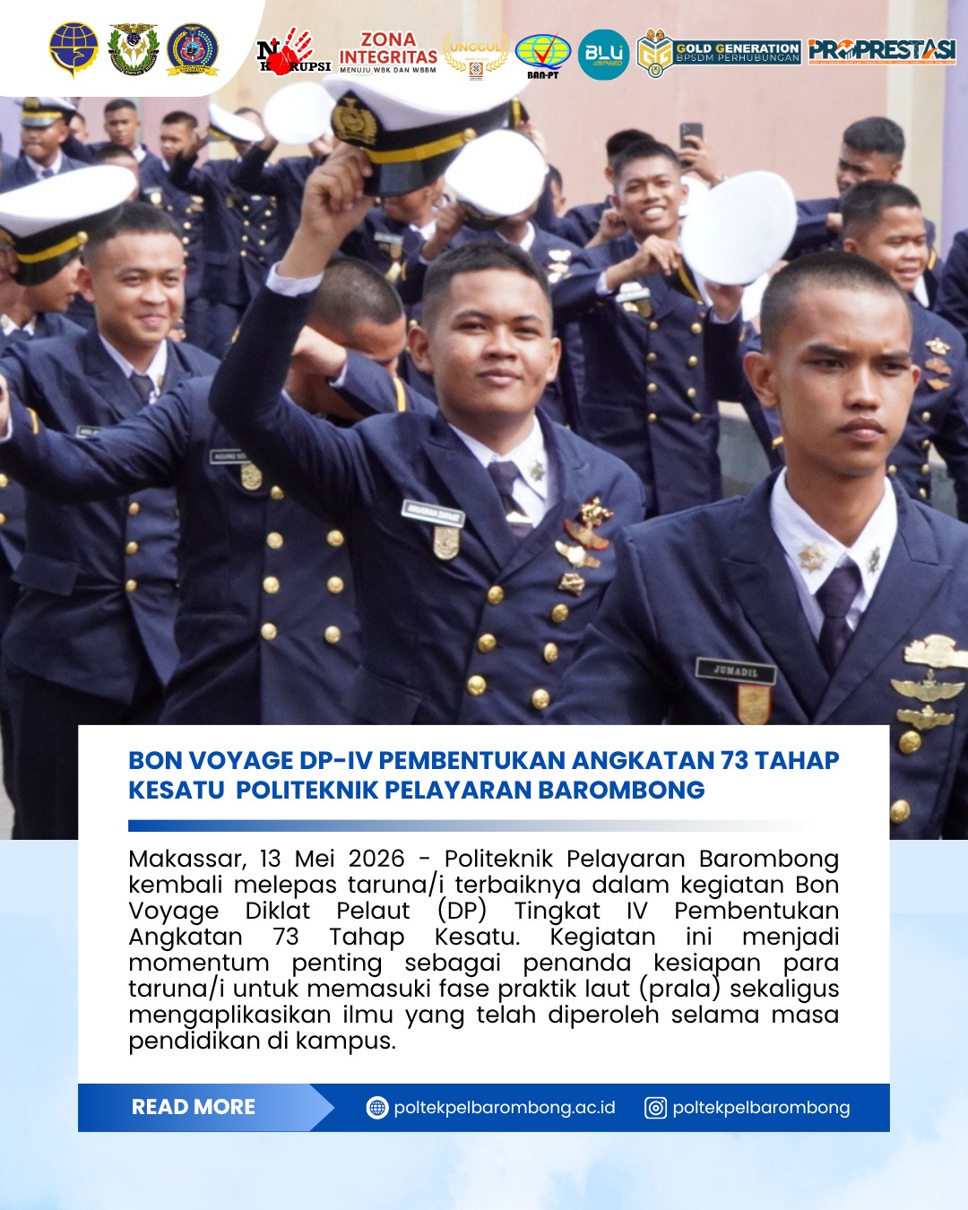 You are currently viewing Bon Voyage DP-IV Pembentukan Angkatan 73 Tahap Kesatu Politeknik Pelayaran Barombong