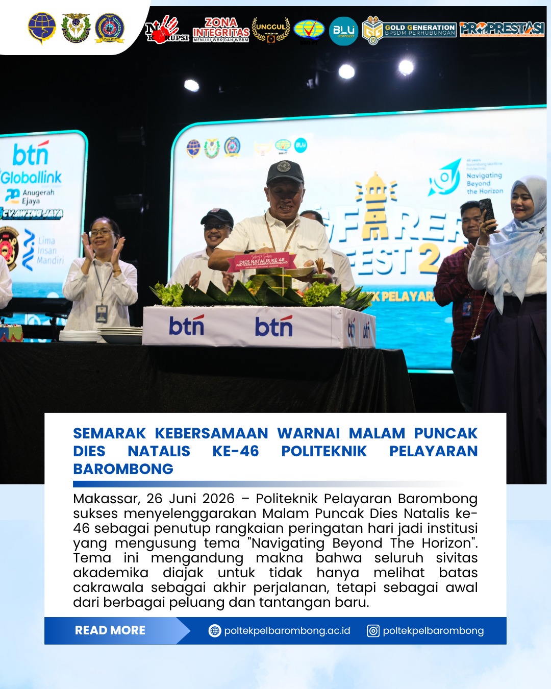 You are currently viewing Semarak Kebersamaan Warnai Malam Puncak Dies Natalis Ke-46 Politeknik Pelayaran Barombong