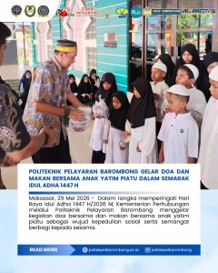 Read more about the article Politeknik Pelayaran Barombong Gelar Doa dan Makan Bersama Anak Yatim Piatu Dalam Semarak Idul Adha 1447 H